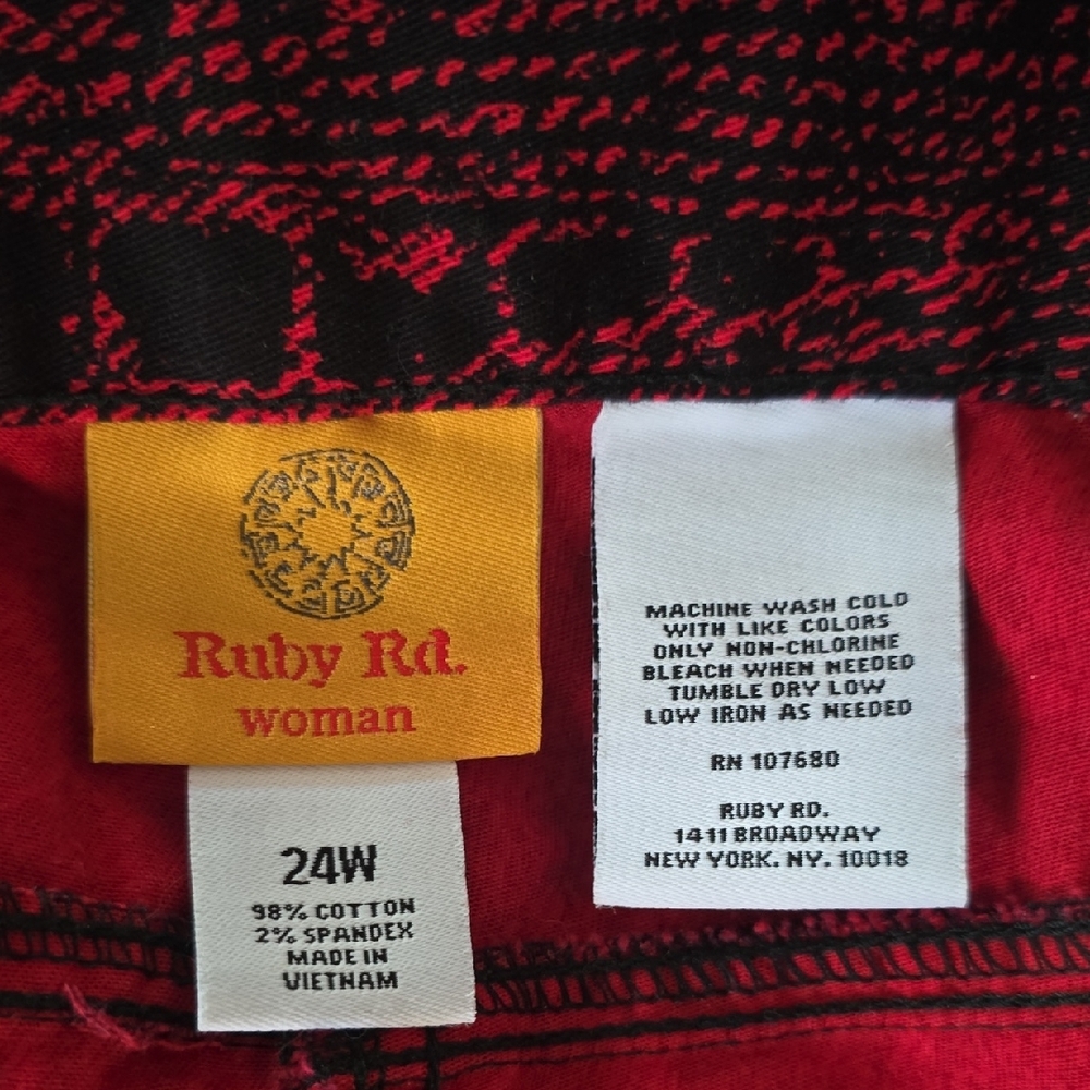 Ruby Rd. Red and Black Luxurious Trousers - Picture 2 of 3